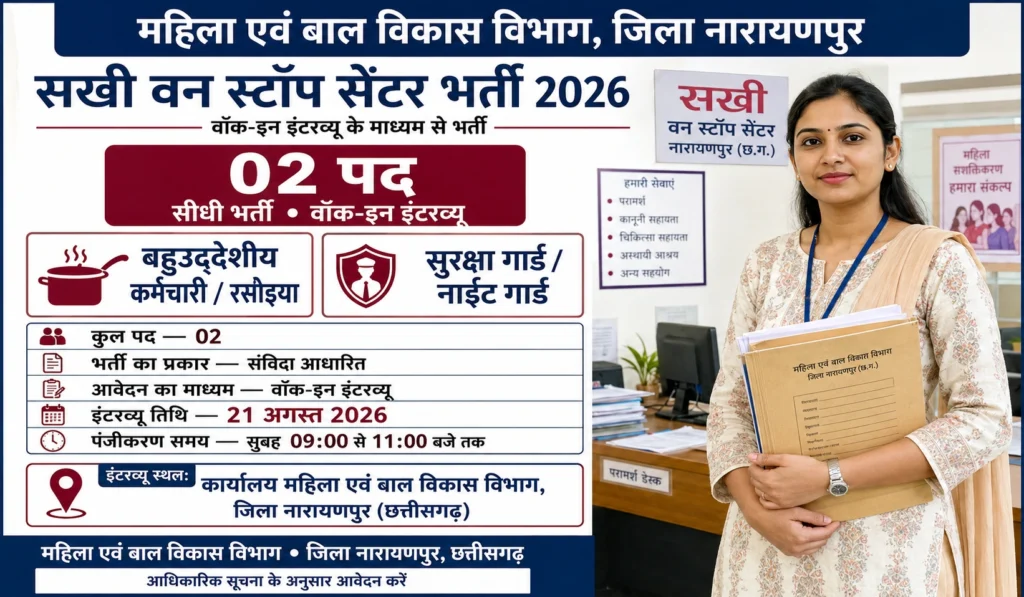 Sakhi One Stop Center Narayanpur Vacancy 2026